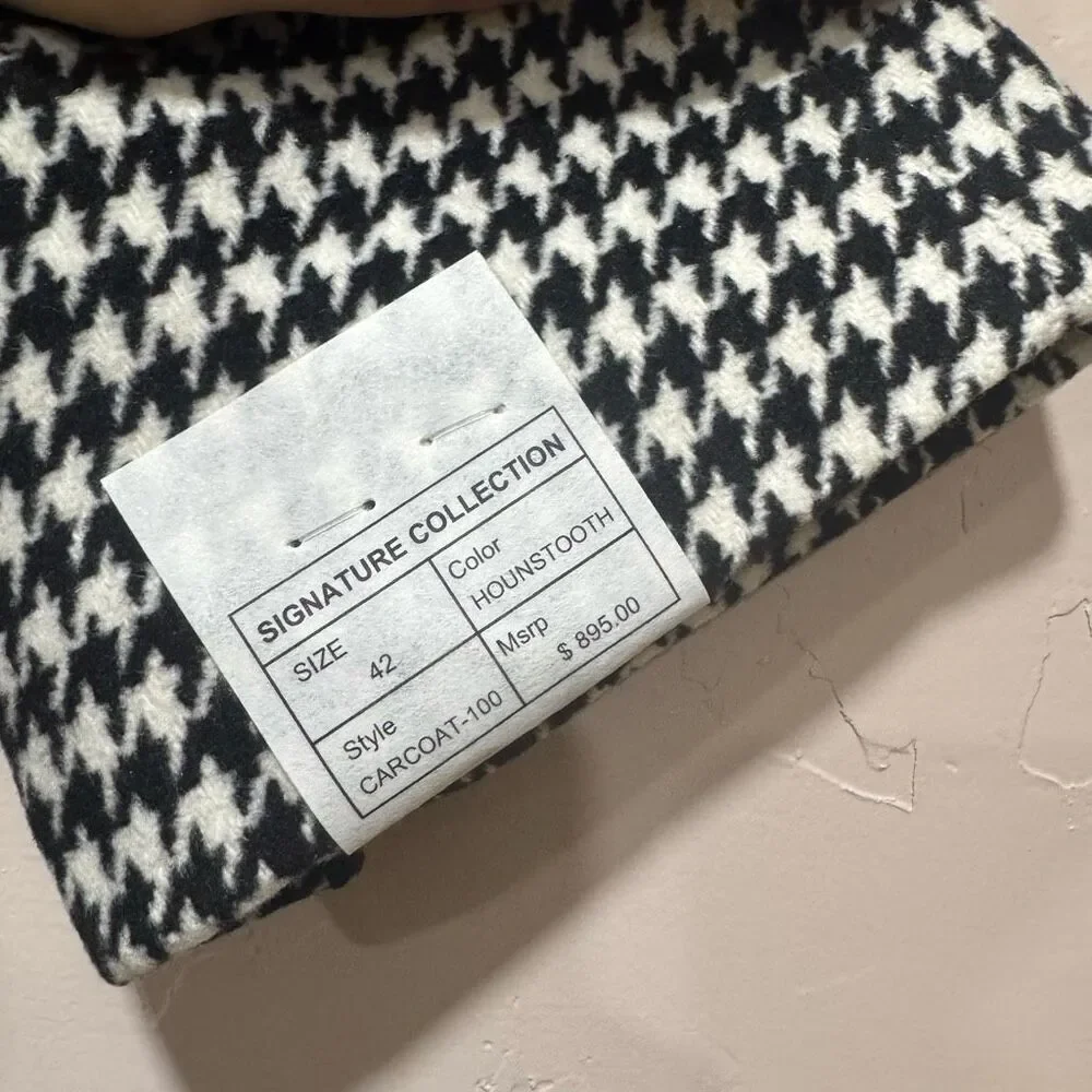 New Signature Collection Houndstooth Super 150’s High Twist Modern Fit Car Coat